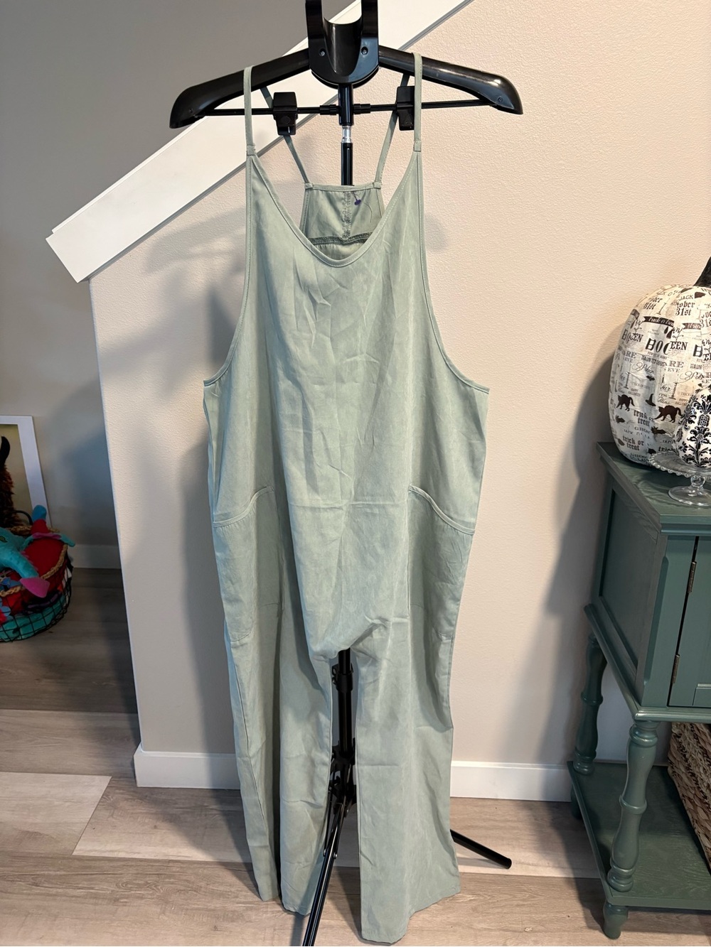Relaxed Light Sage Green Wide-Leg Jumpsuit